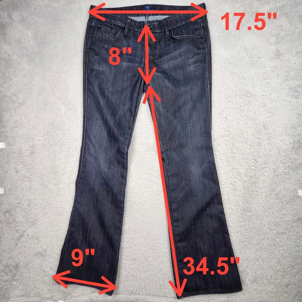 7 For All Mankind Jeans Women 31 Dark Blue A Pocket Studded Flare Y2K Streetwear
